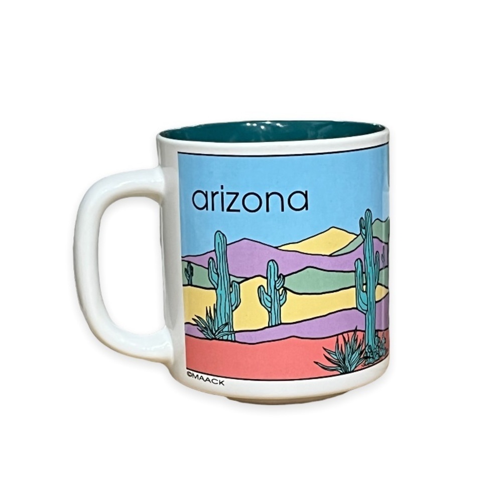 MAACK “Arizona” Coffee Cup Southwestern Desert Cactus Multicolored Artwork‎